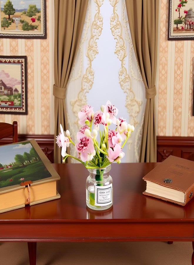 زهور ياسمين صغيرة وردية اللون في مزهرية، مصنوعة يدويًا، سهلة التنسيق، مناسبة لبيوت الدمى، ديكورات مصغرة بمقياس 1:6 أو 1:8، ديكورات وزينة - Image 3